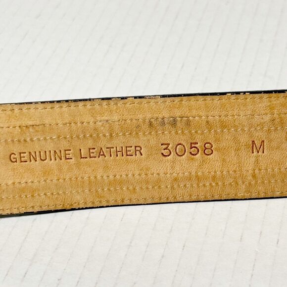 Guess Georges Marciano Vtg 90s Chunky Leather Belt Black Croc Emboss 3058 Sz M main image 7